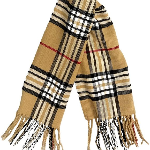 Classic Camel Plaid Scarf - Unisex - Picture 2 of 2